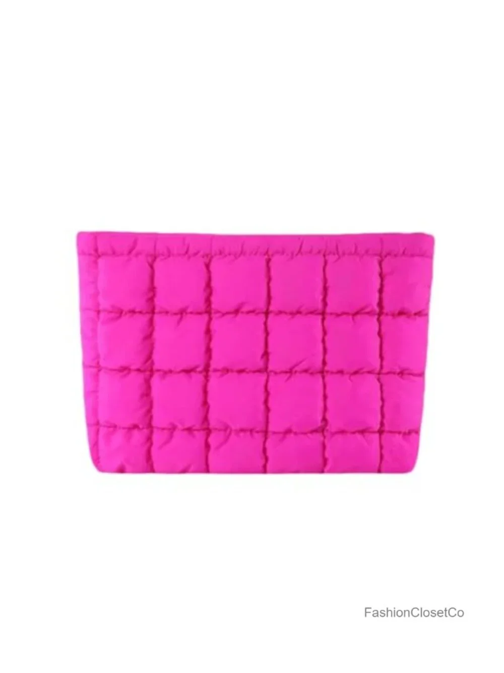 Quilted Puffer Makeup Bag with Pearl Bracelet - Cosmetic Pouch for Purse